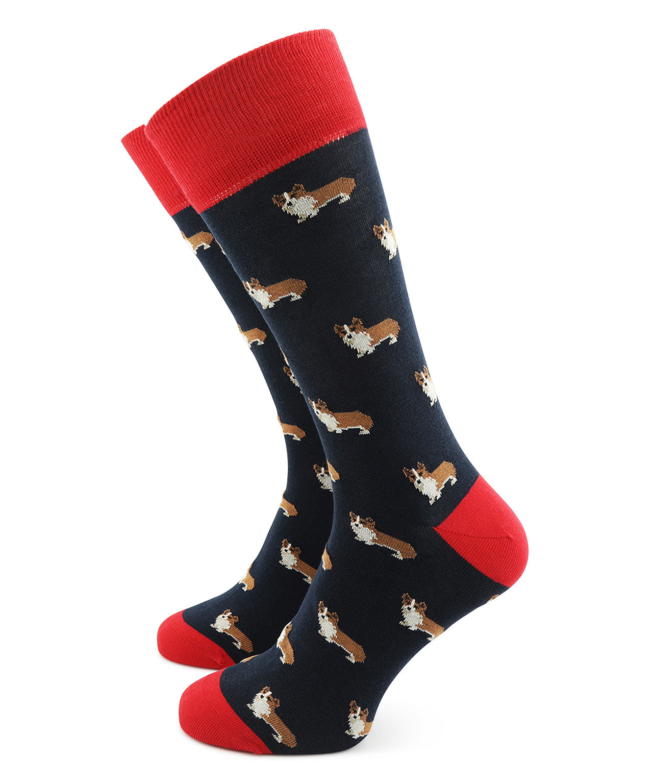 Sokken Katoen Mix | Navy/Red Corgi Dog