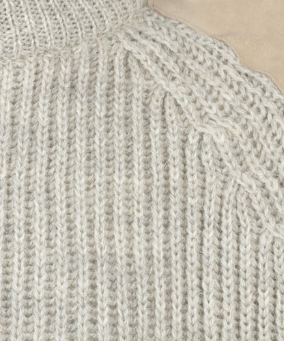 Swaledale Wollpullover mit Rundhalsausschnitt | Beige