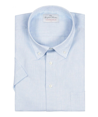 Shirt linen short sleeves | Blue