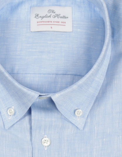 Shirt Linnen Korte Mouw | Mid Blauw