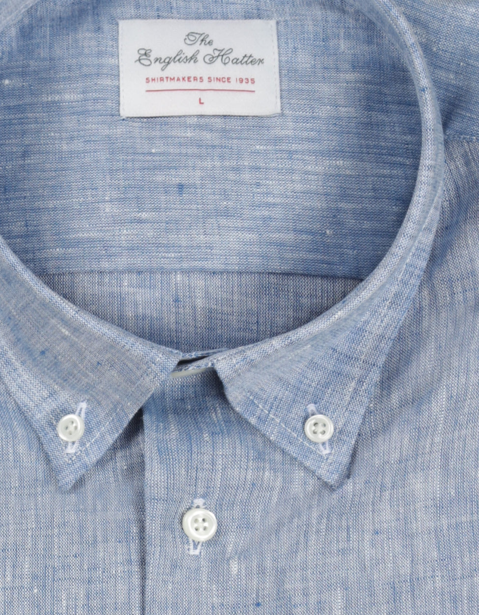 Shirt Linnen Korte Mouw | Blauw