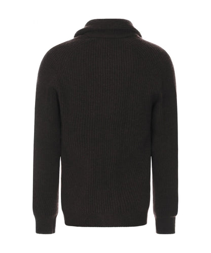 William Lockie Button Cardigan Shawl Collar | Cocoa
