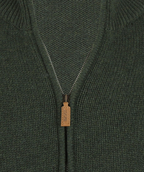 William Lockie Rits Vest Lamswol | Groen