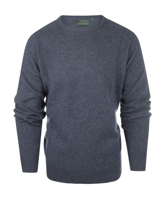 Lamswol Ronde Hals Pullover | Denim Blauw