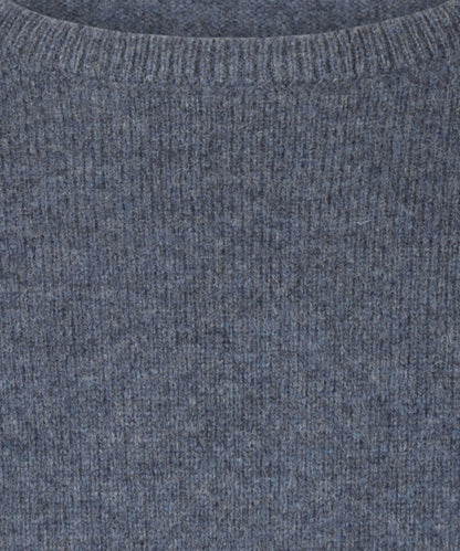 Ronde Hals Lamswol | Denim Blauw