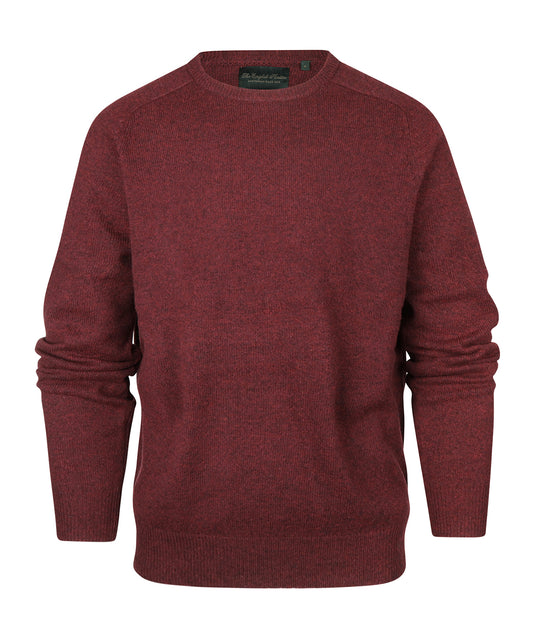 Lamswol Ronde Hals Pullover | Wijnrood Melange