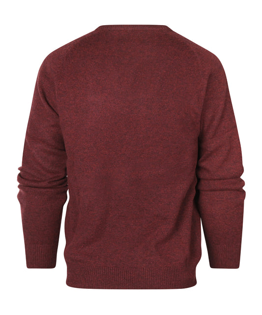 Lamswol Ronde Hals Pullover | Wijnrood Melange