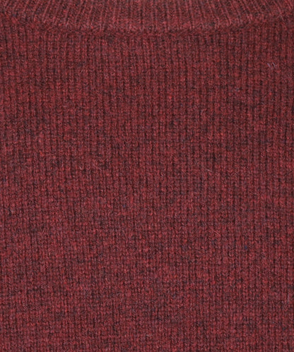 Lamswol Ronde Hals Pullover | Wijnrood Melange