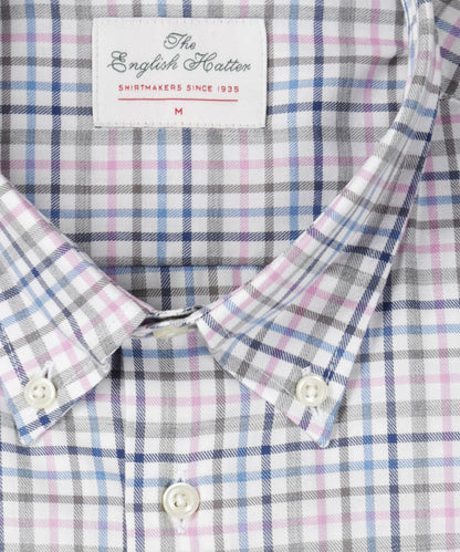 Shirt Button Down | Roze Blauw Multi Ruit