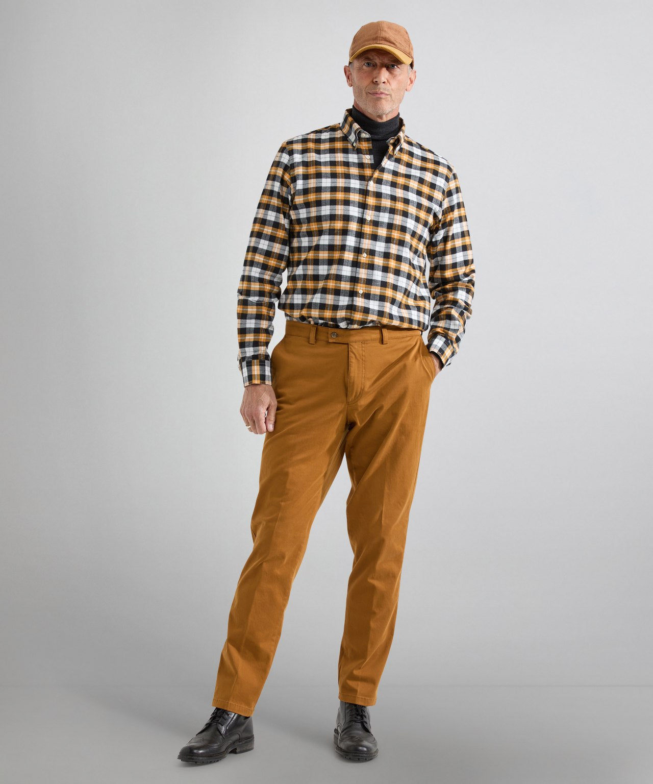 Shirt Button Down | Geel Zwart Multi Ruit
