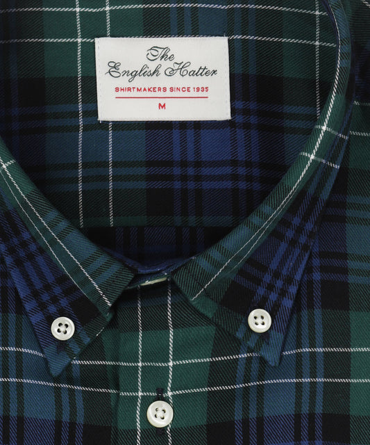 Shirt Button Down | Groen Navy Multi Ruit Groot