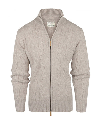 William Lockie Zopfmuster-Strickjacke mit Reißverschluss | Cobble