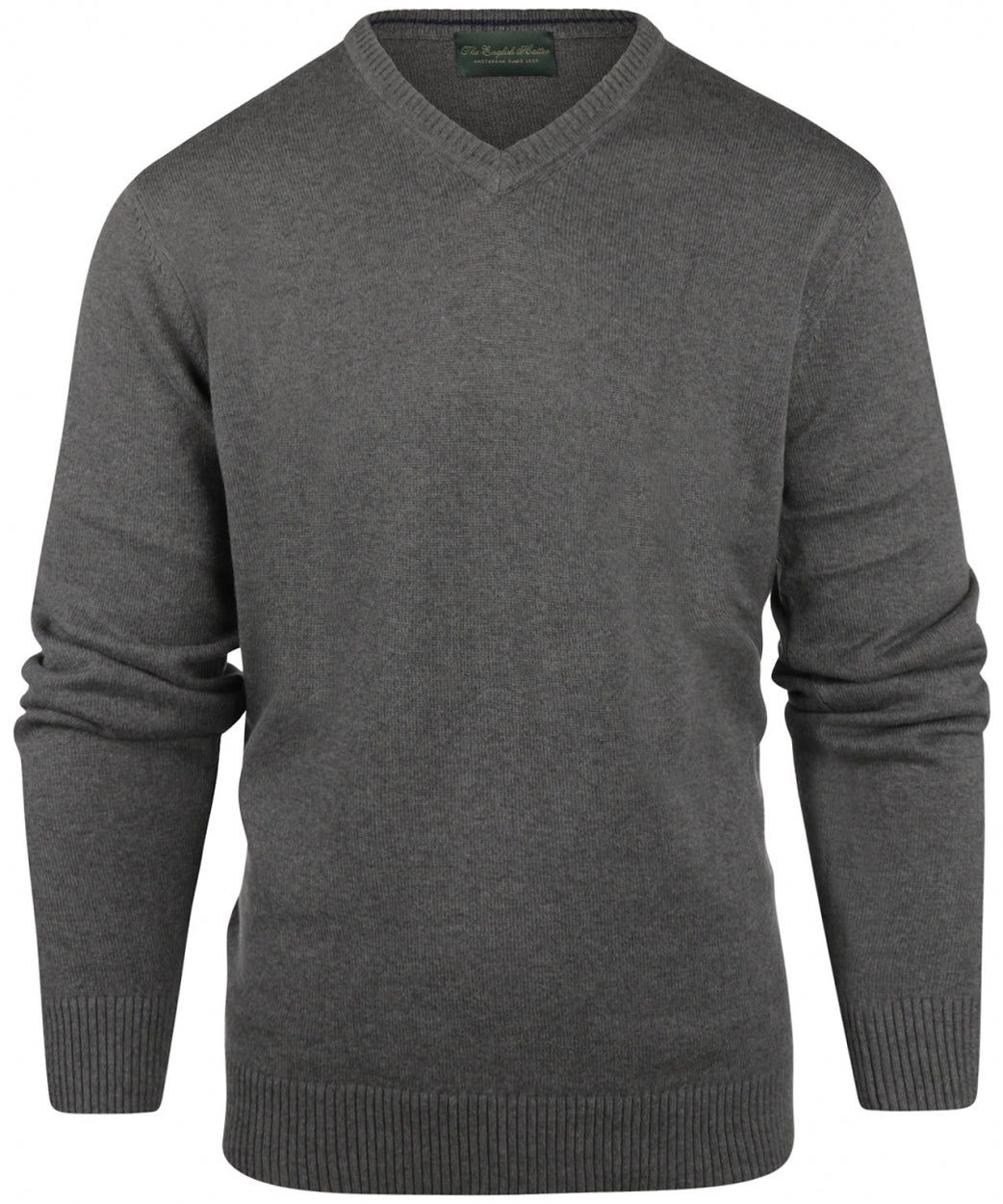 Katoen V-Hals Pullover | Midden Grijs