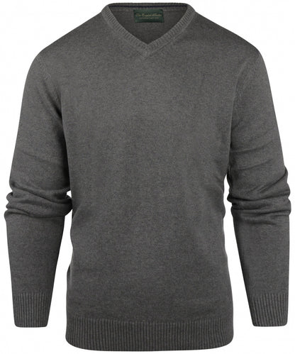 Katoen V-Hals Pullover | Midden Grijs