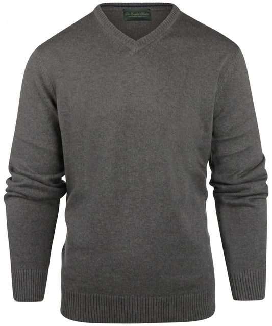 Katoen V-Hals Pullover | Midden Grijs