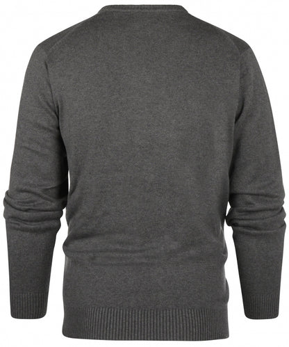 Katoen V-Hals Pullover | Midden Grijs