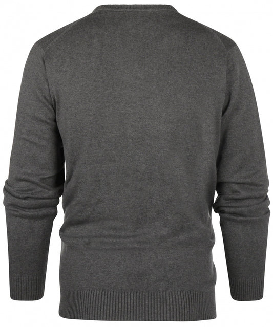 Katoen V-Hals Pullover | Midden Grijs