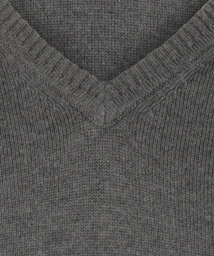 Katoen V-Hals Pullover | Midden Grijs