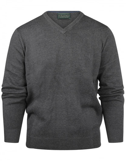 Katoen V-Hals Pullover | Donker Grijs
