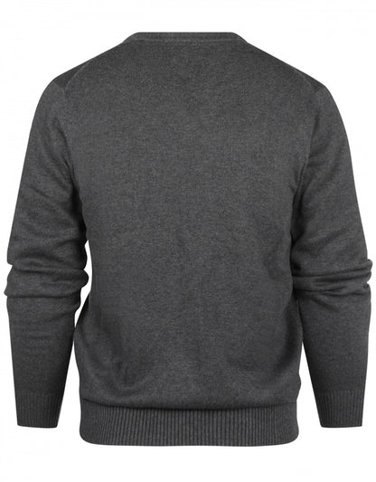 Katoen V-Hals Pullover | Donker Grijs
