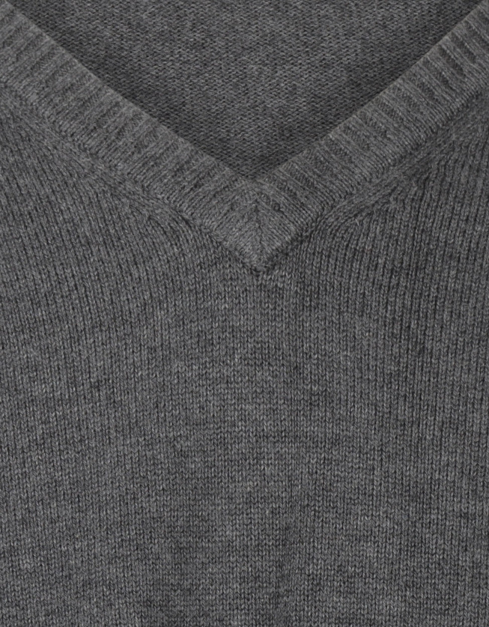 Katoen V-Hals Pullover | Donker Grijs