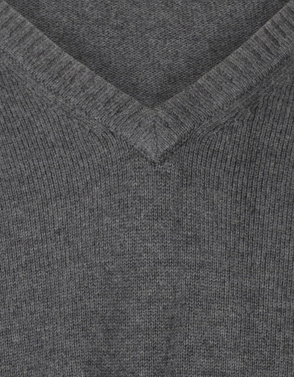Katoen V-Hals Pullover | Donker Grijs