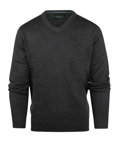 Cotton v-neck sweater | Anthracite Grey