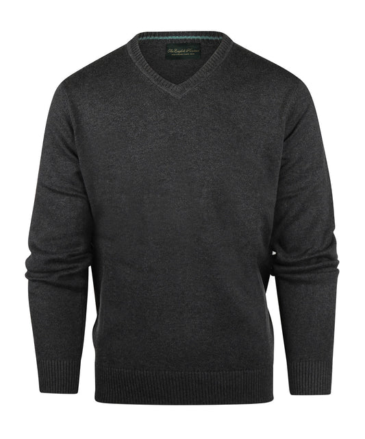 Katoen V-Hals Pullover | Charcoal