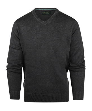 Pullover katoen v-hals | Antraciet Grijs
