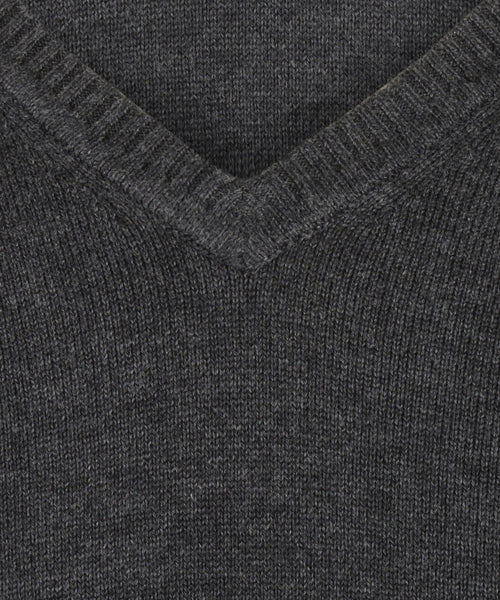 Pullover katoen v-hals | Antraciet Grijs