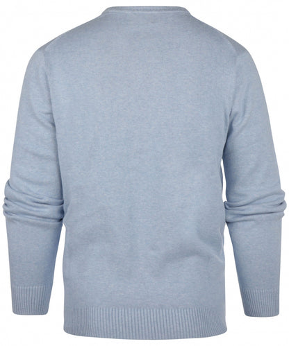 Katoen V-Hals Pullover | Licht Blauw Melange