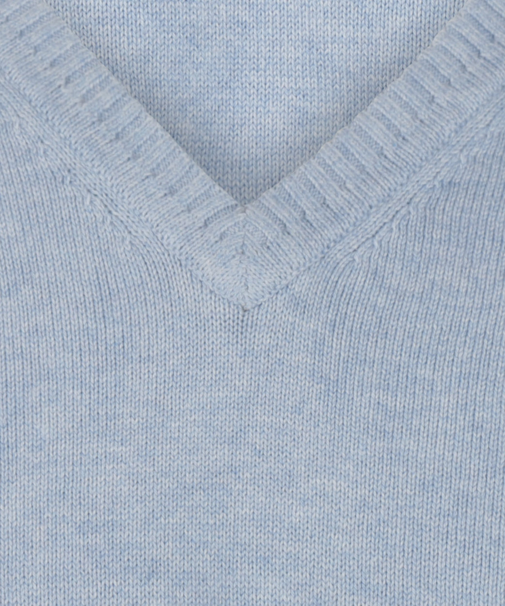 Katoen V-Hals Pullover | Licht Blauw Melange
