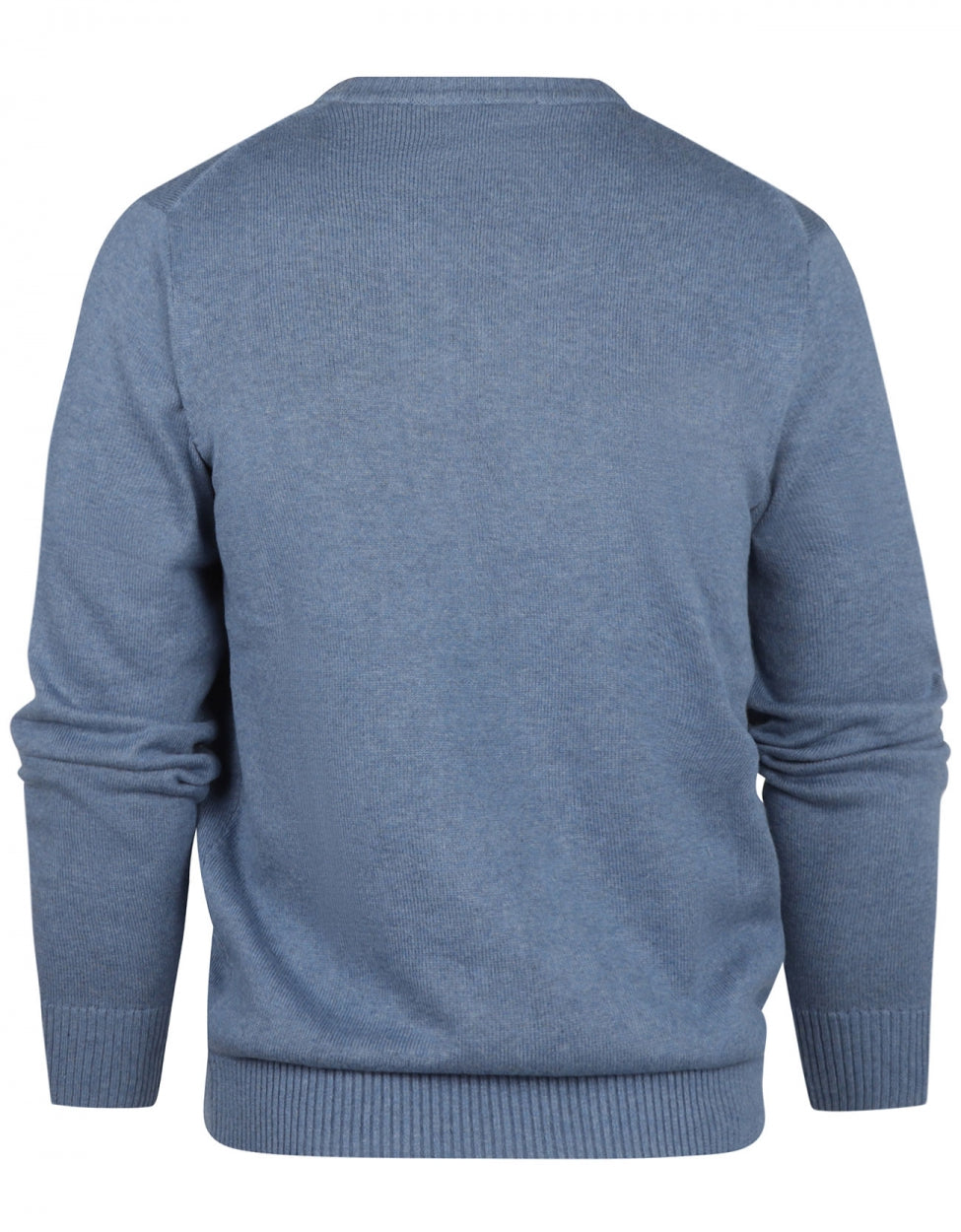 Katoen V-Hals Pullover | Staal Blauw