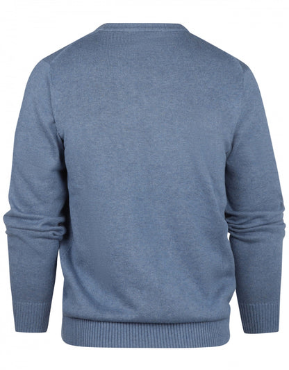 Katoen V-Hals Pullover | Staal Blauw