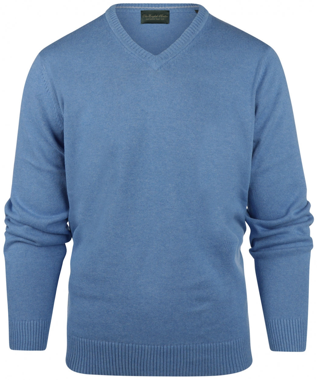 Katoen V-Hals Pullover | Midden Blauw