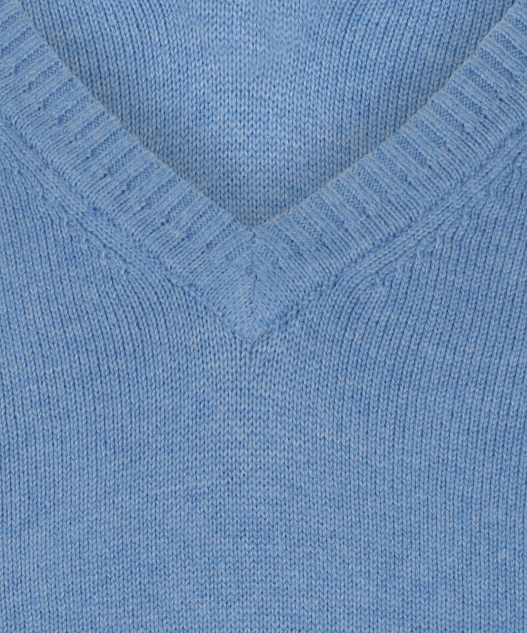 Katoen V-Hals Pullover | Midden Blauw