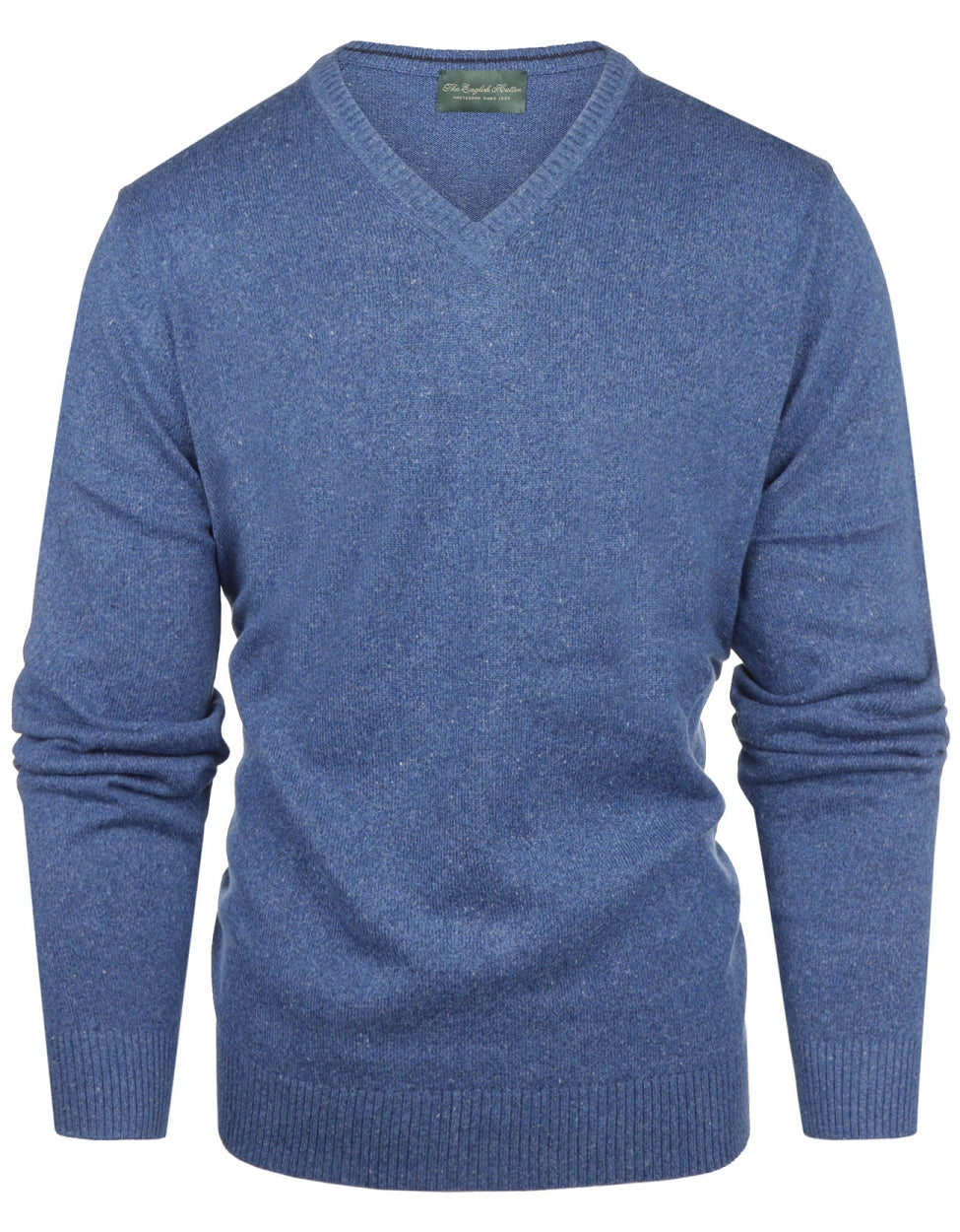 Katoen V-Hals Pullover | Blauw Melange