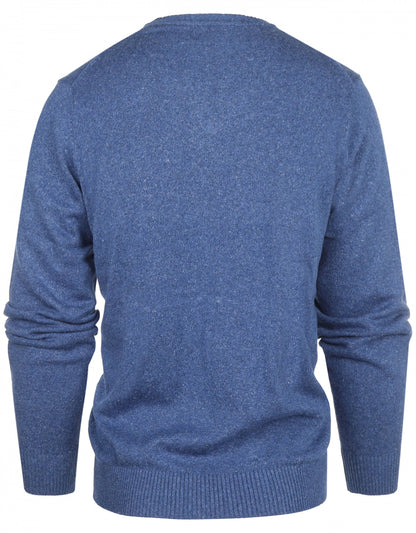 Katoen V-Hals Pullover | Blauw Melange