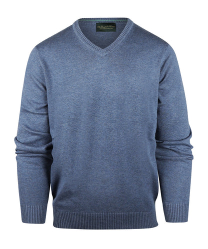 Baumwollpullover mit V-Ausschnitt | Blau