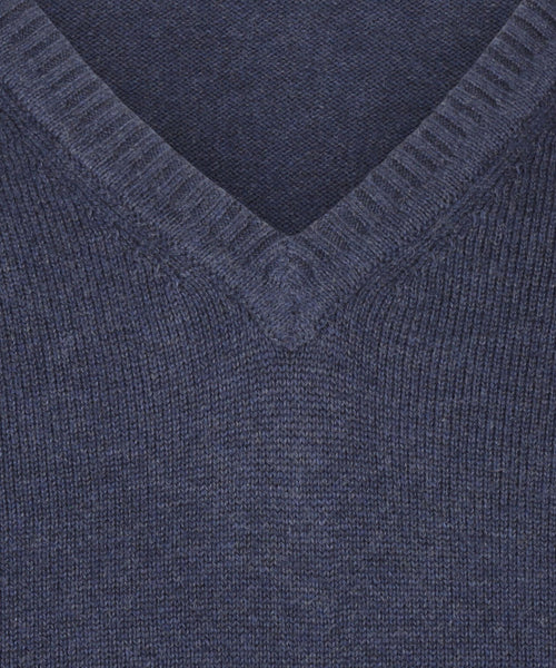 Pullover katoen v-hals | Navy Blauw