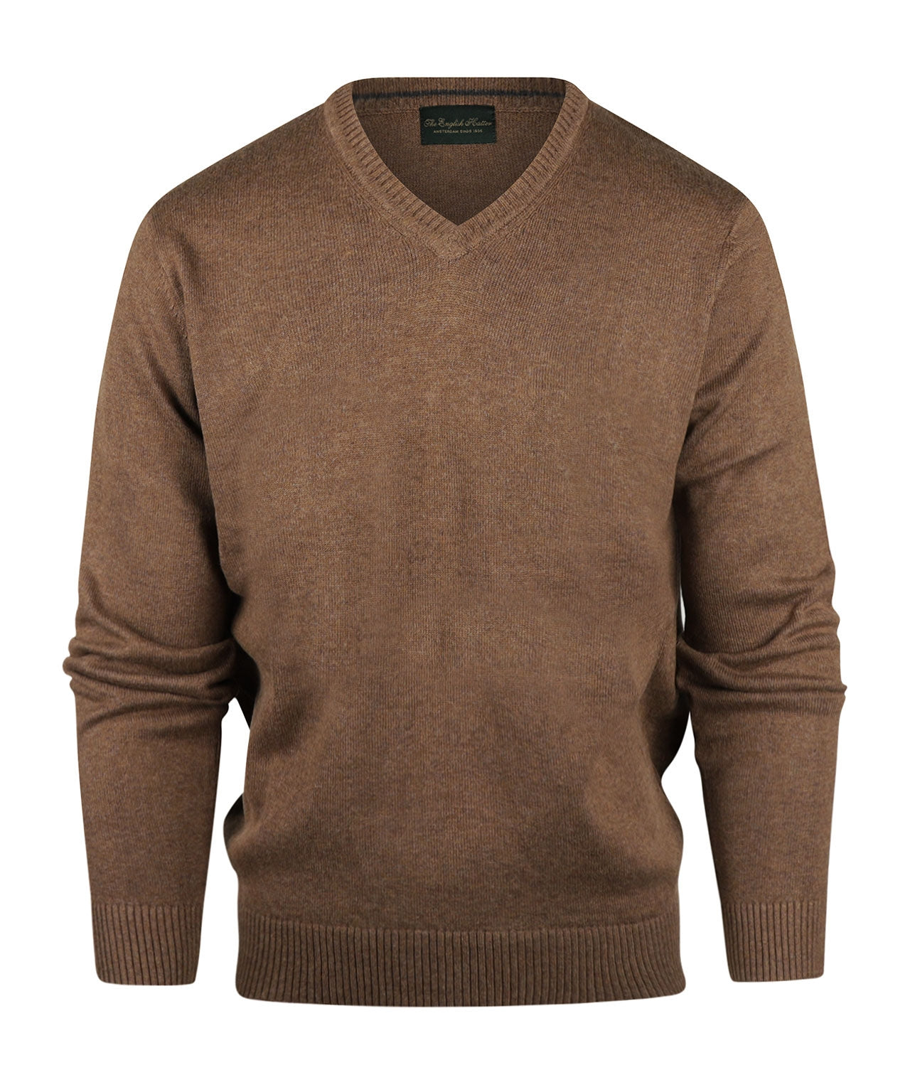 Baumwollpullover mit V-Ausschnitt | Braun