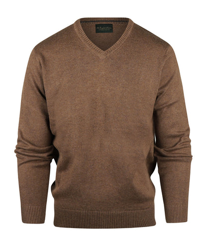 Baumwollpullover mit V-Ausschnitt | Braun