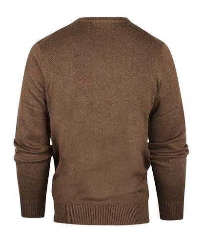 Baumwollpullover mit V-Ausschnitt | Braun