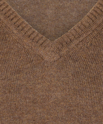 Baumwollpullover mit V-Ausschnitt | Braun
