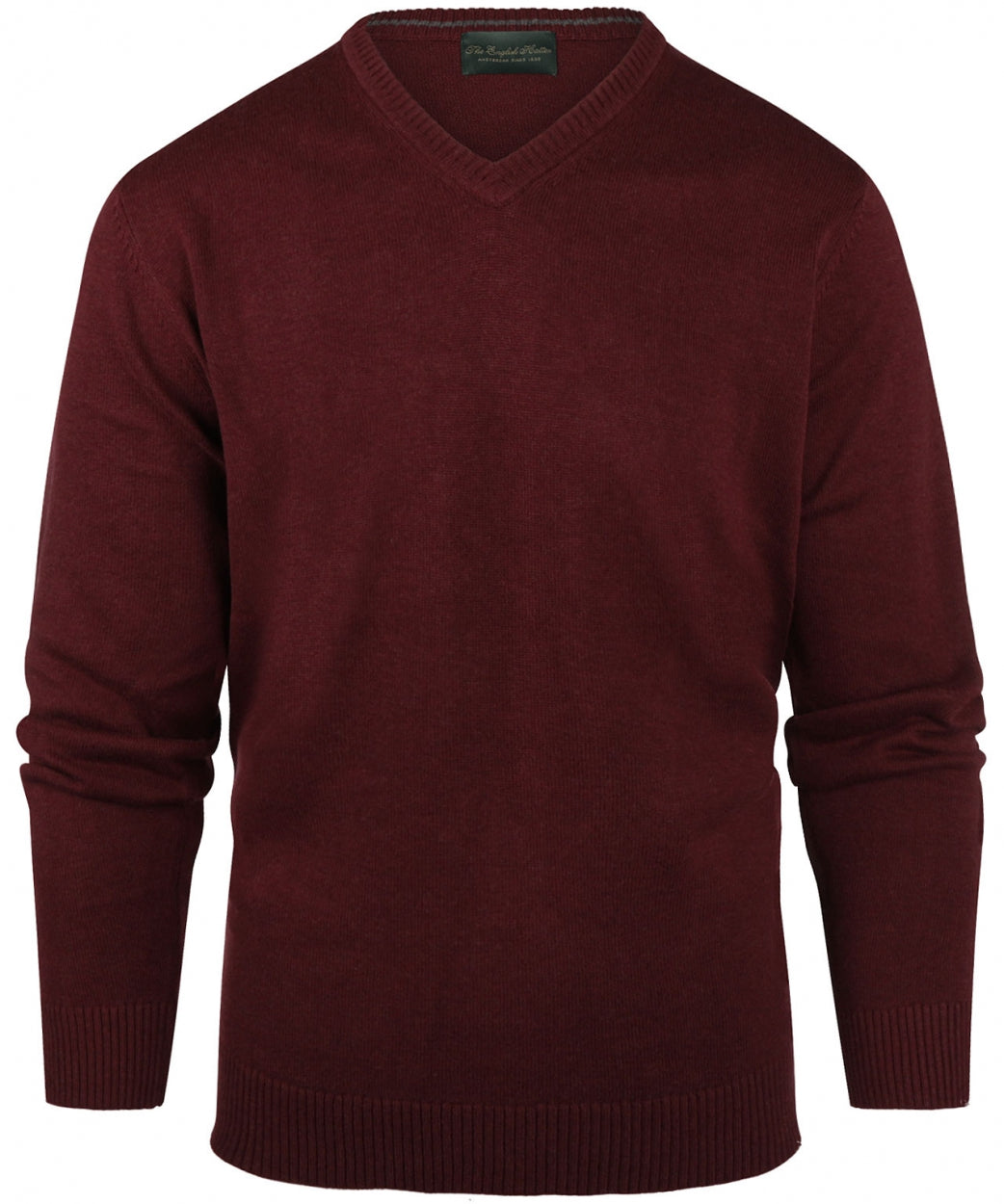 Baumwollpullover mit V-Ausschnitt | Bordeauxrot