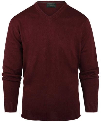 Baumwollpullover mit V-Ausschnitt | Bordeauxrot