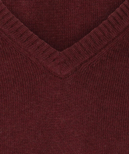 Baumwollpullover mit V-Ausschnitt | Bordeauxrot