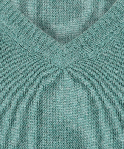 Baumwollpullover mit V-Ausschnitt | Grün