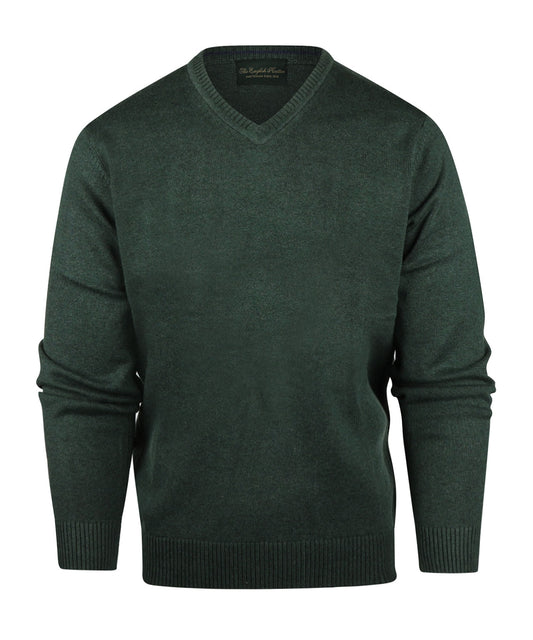 Katoen V-Hals Pullover | Donker Groen