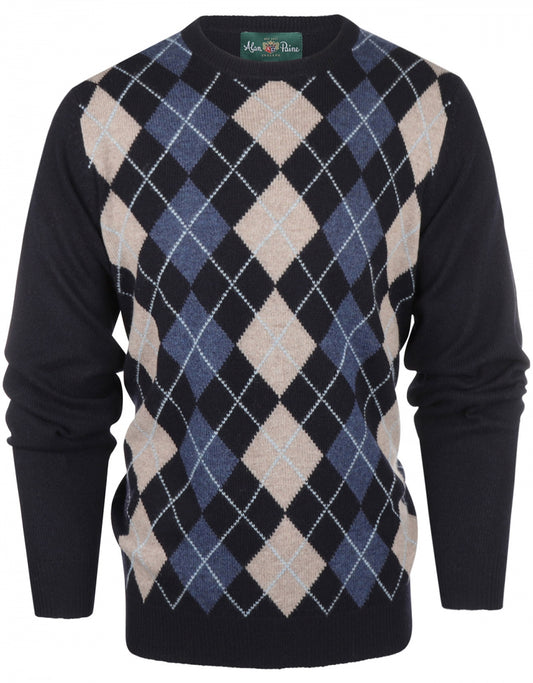 OH Ruit Pullover | Navy/Blue/Sand diamond checked